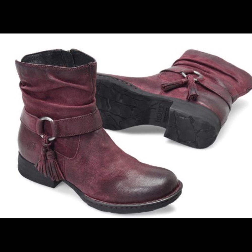 NWT Born Cory Tassel Detail Block Heel Booties 8M